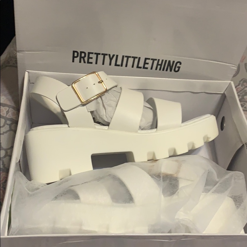 Brand new white platform sandals